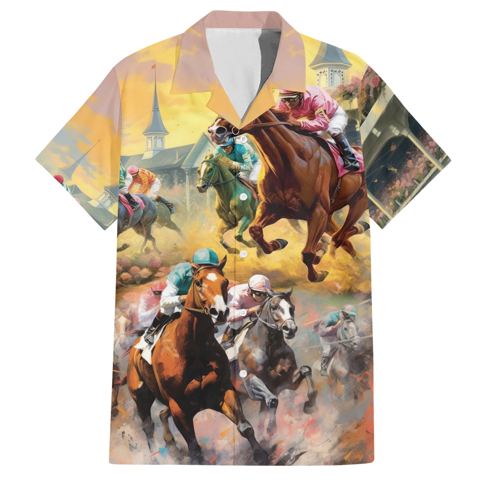 Kentucky Horses Racing Watercolor Hawaiian Shirt - Wonder Print Shop
