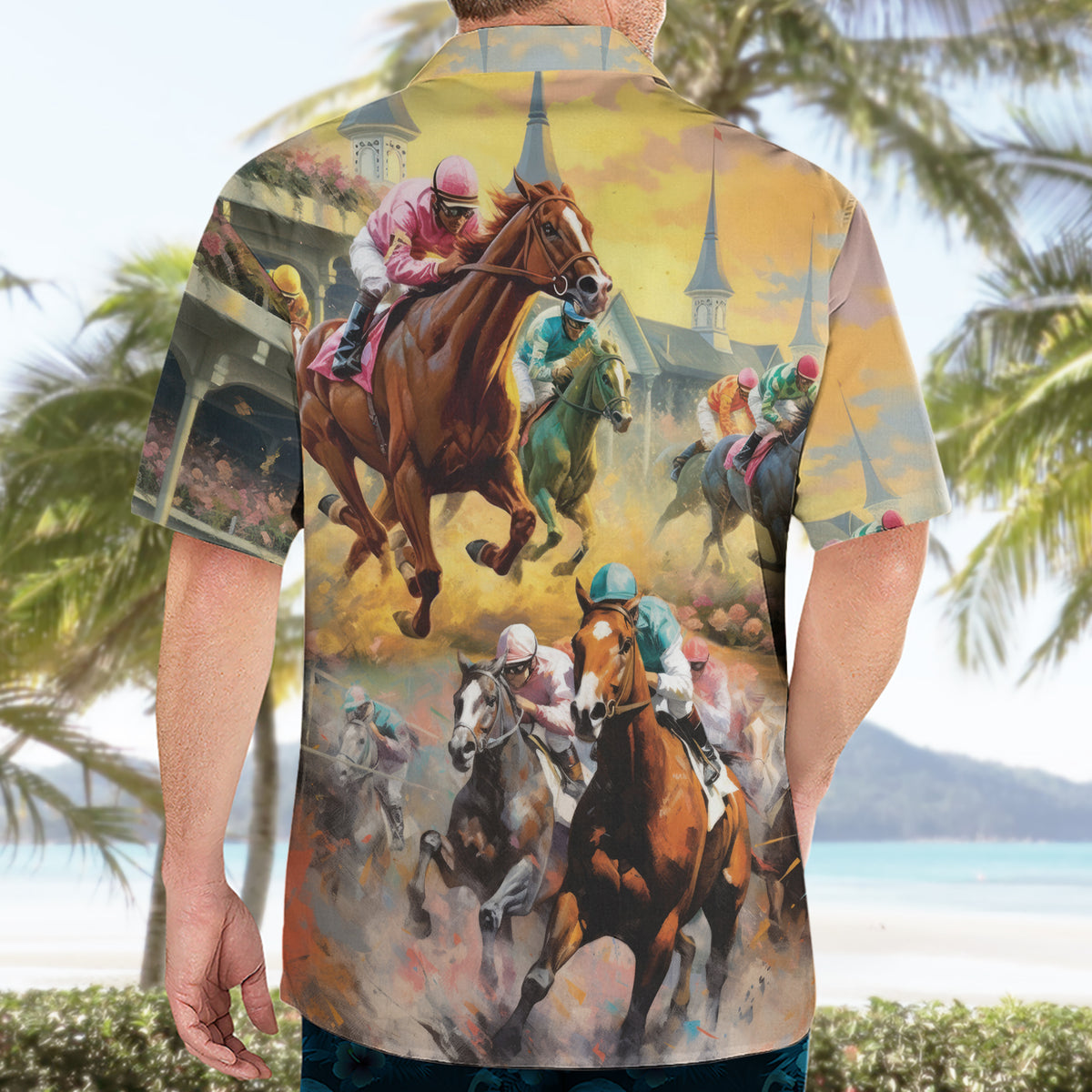 Kentucky Horses Racing Watercolor Hawaiian Shirt - Wonder Print Shop