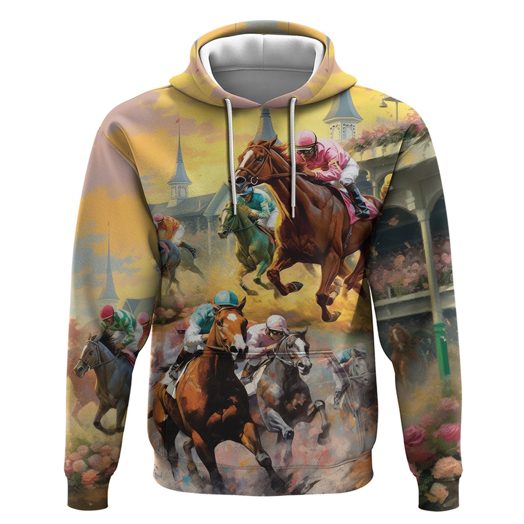 Kentucky Horses Racing Watercolor Hoodie - Wonder Print Shop