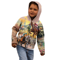 Kentucky Horses Racing Watercolor Kid Hoodie - Wonder Print Shop