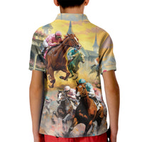 Kentucky Horses Racing Watercolor Kid Polo Shirt - Wonder Print Shop