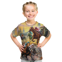 Kentucky Horses Racing Watercolor Kid T Shirt - Wonder Print Shop