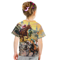 Kentucky Horses Racing Watercolor Kid T Shirt - Wonder Print Shop