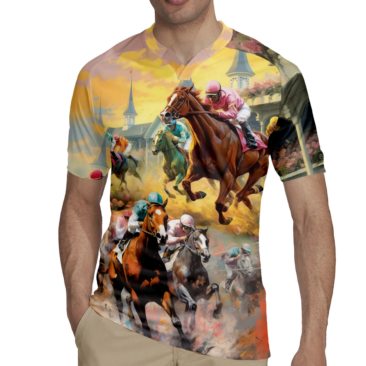 Kentucky Horses Racing Watercolor Rugby Jersey - Wonder Print Shop