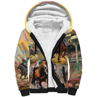 Kentucky Horses Racing Watercolor Sherpa Hoodie - Wonder Print Shop