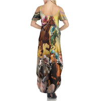 Kentucky Horses Racing Watercolor Summer Maxi Dress - Wonder Print Shop