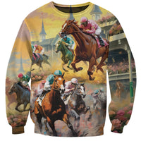 Kentucky Horses Racing Watercolor Sweatshirt - Wonder Print Shop