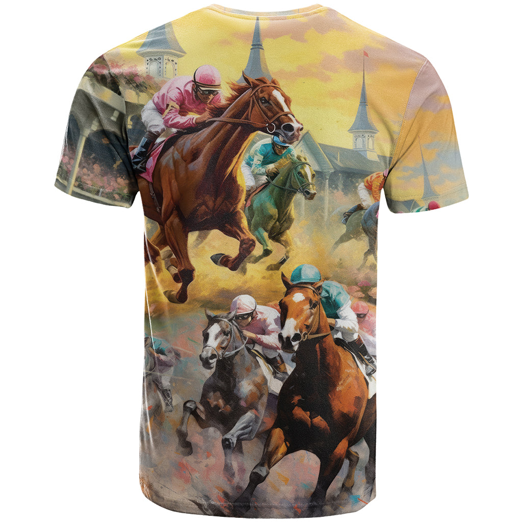 Kentucky Horses Racing Watercolor T Shirt - Wonder Print Shop