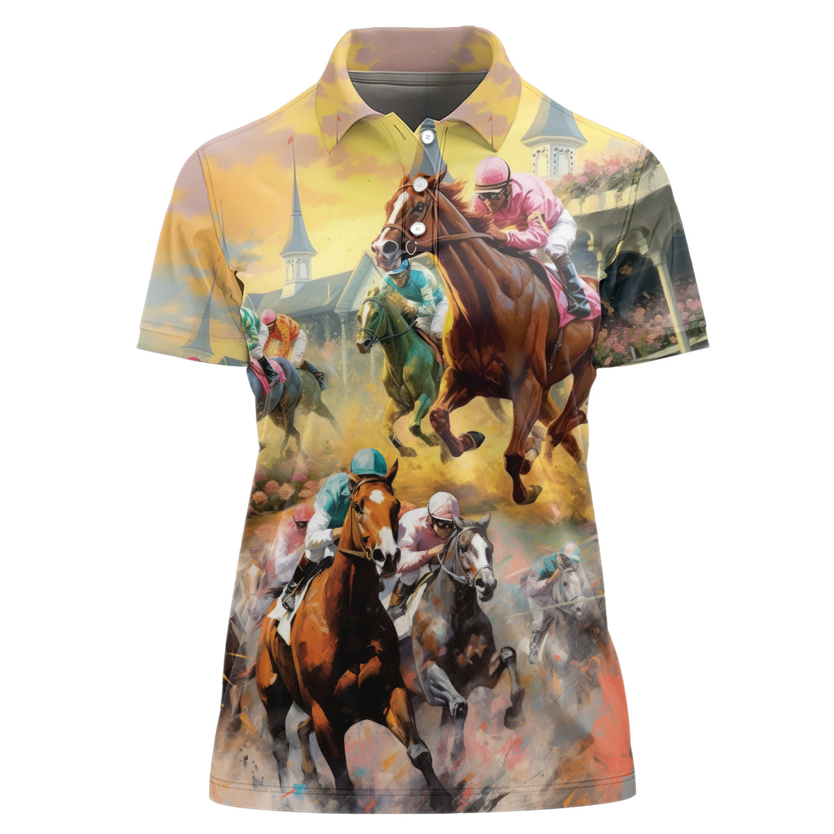 Kentucky Horses Racing Watercolor Women Polo Shirt - Wonder Print Shop