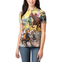 Kentucky Horses Racing Watercolor Women Polo Shirt - Wonder Print Shop