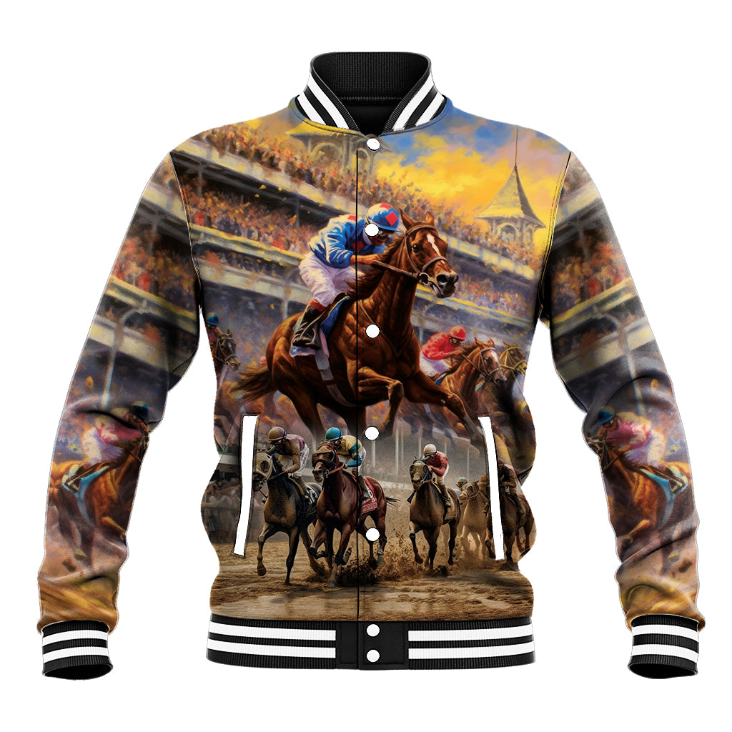 Kentucky Hosts Horse Races Watercolor Baseball Jacket - Wonder Print Shop
