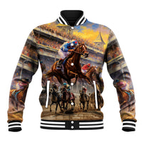 Kentucky Hosts Horse Races Watercolor Baseball Jacket - Wonder Print Shop