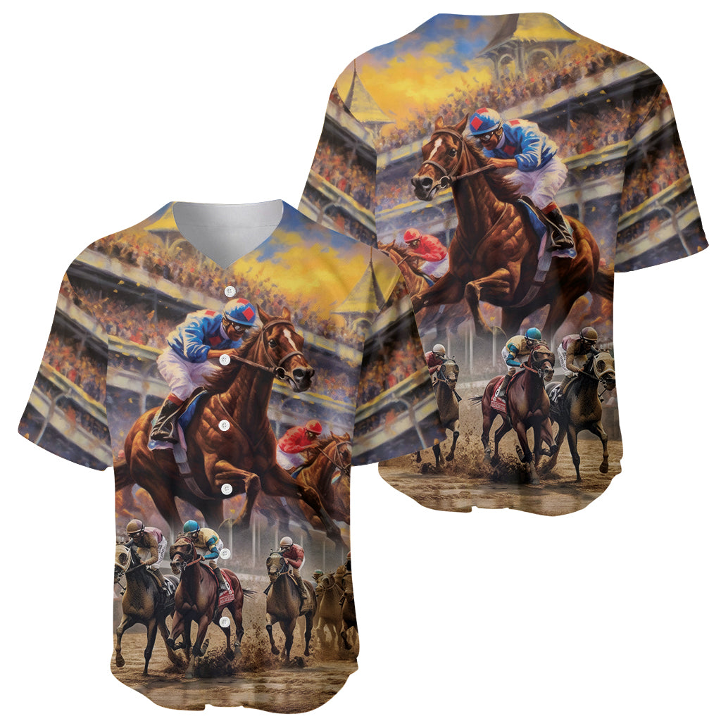 Kentucky Hosts Horse Races Watercolor Baseball Jersey - Wonder Print Shop