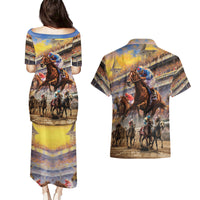 Kentucky Hosts Horse Races Watercolor Couples Matching Puletasi and Hawaiian Shirt - Wonder Print Shop