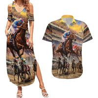 Kentucky Hosts Horse Races Watercolor Couples Matching Summer Maxi Dress and Hawaiian Shirt - Wonder Print Shop