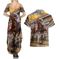 Kentucky Hosts Horse Races Watercolor Couples Matching Summer Maxi Dress and Hawaiian Shirt - Wonder Print Shop