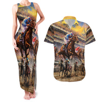 Kentucky Hosts Horse Races Watercolor Couples Matching Tank Maxi Dress and Hawaiian Shirt - Wonder Print Shop