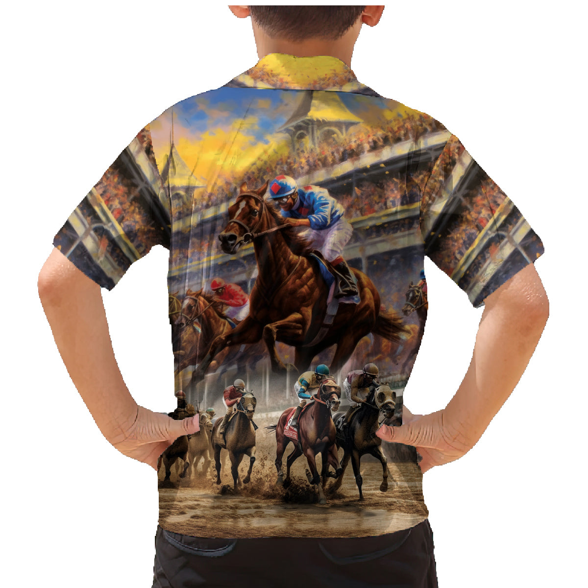 Kentucky Hosts Horse Races Watercolor Family Matching Mermaid Dress and Hawaiian Shirt - Wonder Print Shop
