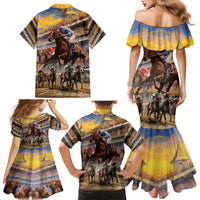 Kentucky Hosts Horse Races Watercolor Family Matching Mermaid Dress and Hawaiian Shirt - Wonder Print Shop