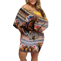 Kentucky Hosts Horse Races Watercolor Family Matching Off Shoulder Short Dress and Hawaiian Shirt - Wonder Print Shop