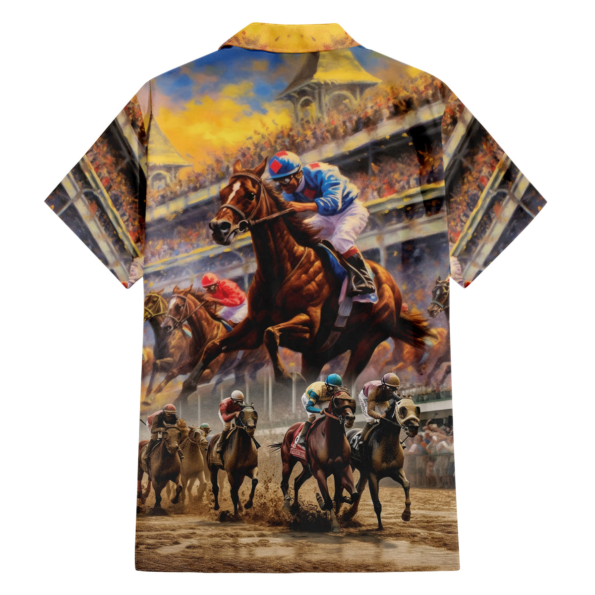 Kentucky Hosts Horse Races Watercolor Family Matching Short Sleeve Bodycon Dress and Hawaiian Shirt - Wonder Print Shop
