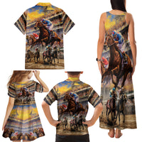Kentucky Hosts Horse Races Watercolor Family Matching Tank Maxi Dress and Hawaiian Shirt - Wonder Print Shop