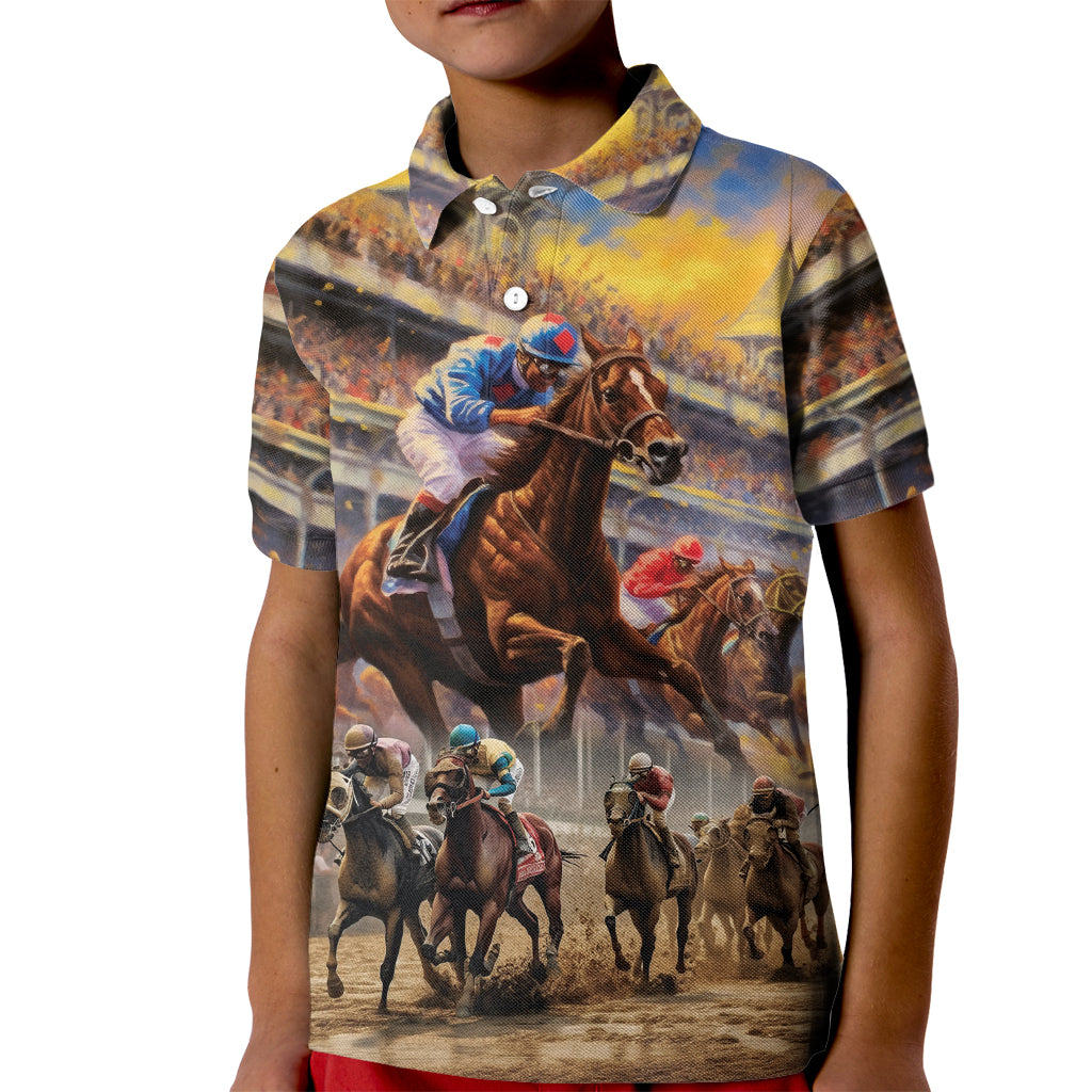 Kentucky Hosts Horse Races Watercolor Kid Polo Shirt - Wonder Print Shop