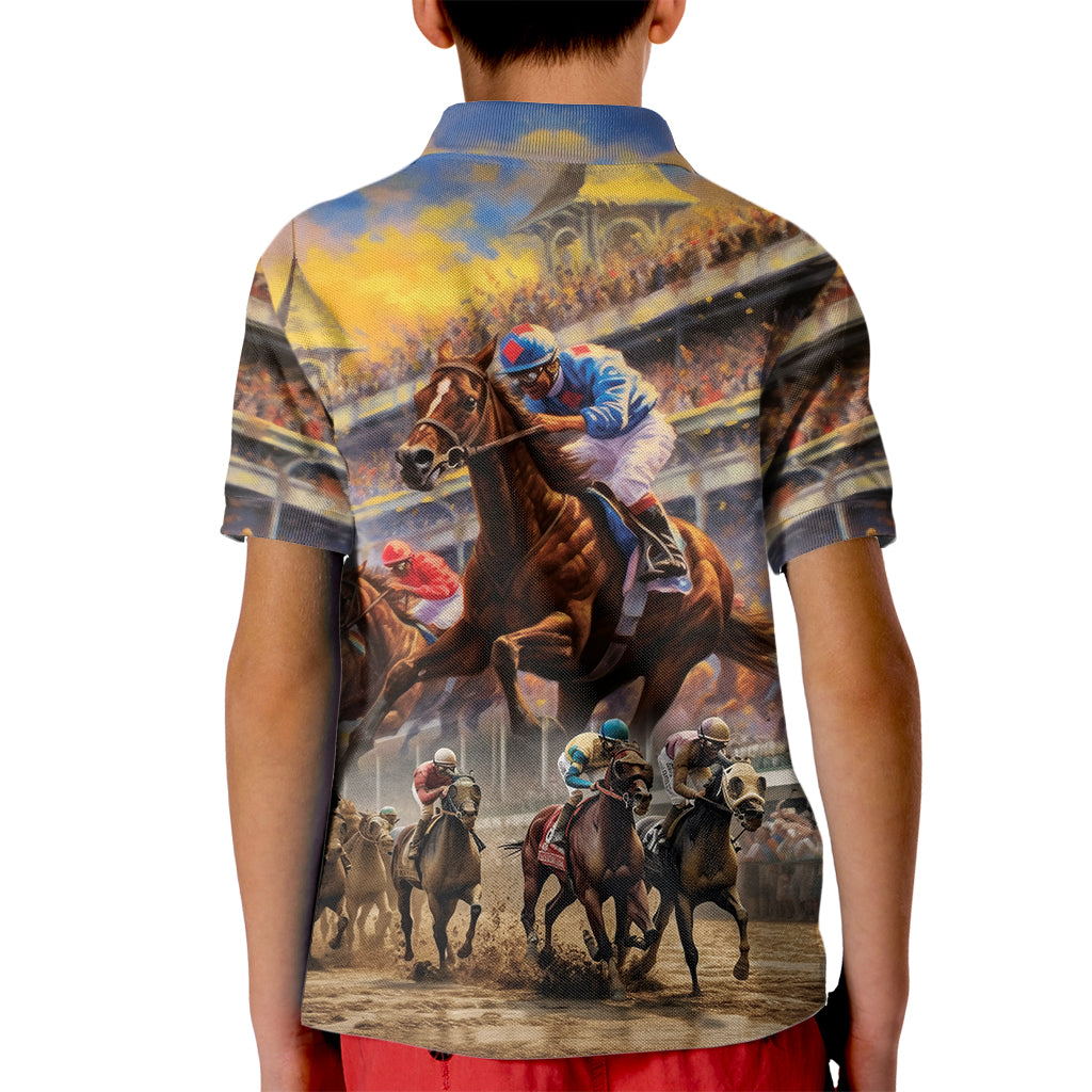 Kentucky Hosts Horse Races Watercolor Kid Polo Shirt - Wonder Print Shop