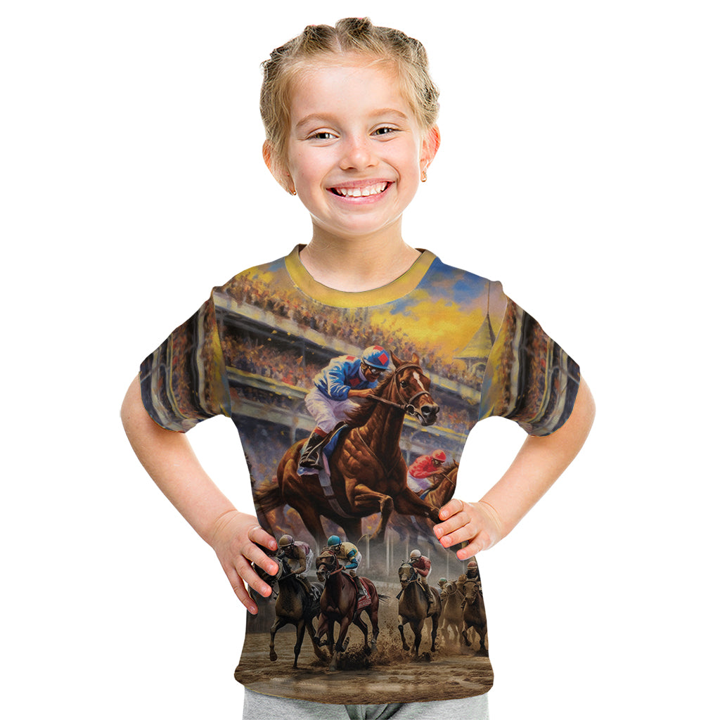 Kentucky Hosts Horse Races Watercolor Kid T Shirt - Wonder Print Shop