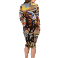 Kentucky Hosts Horse Races Watercolor Long Sleeve Bodycon Dress - Wonder Print Shop