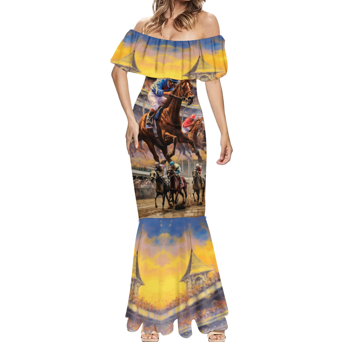 Kentucky Hosts Horse Races Watercolor Mermaid Dress - Wonder Print Shop