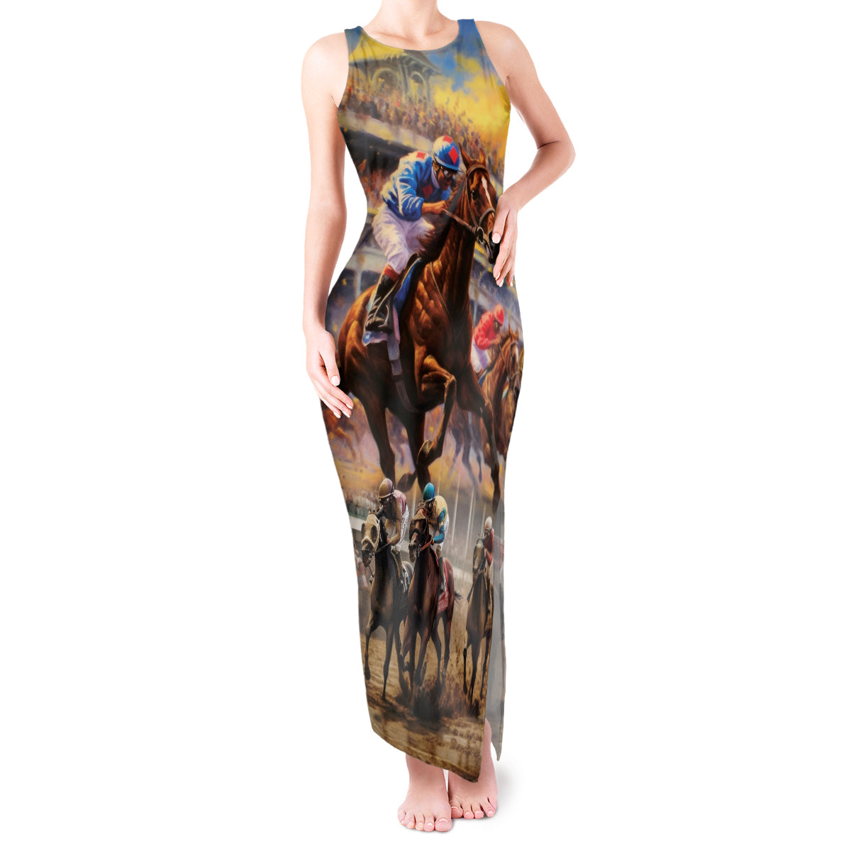 Kentucky Hosts Horse Races Watercolor Tank Maxi Dress - Wonder Print Shop