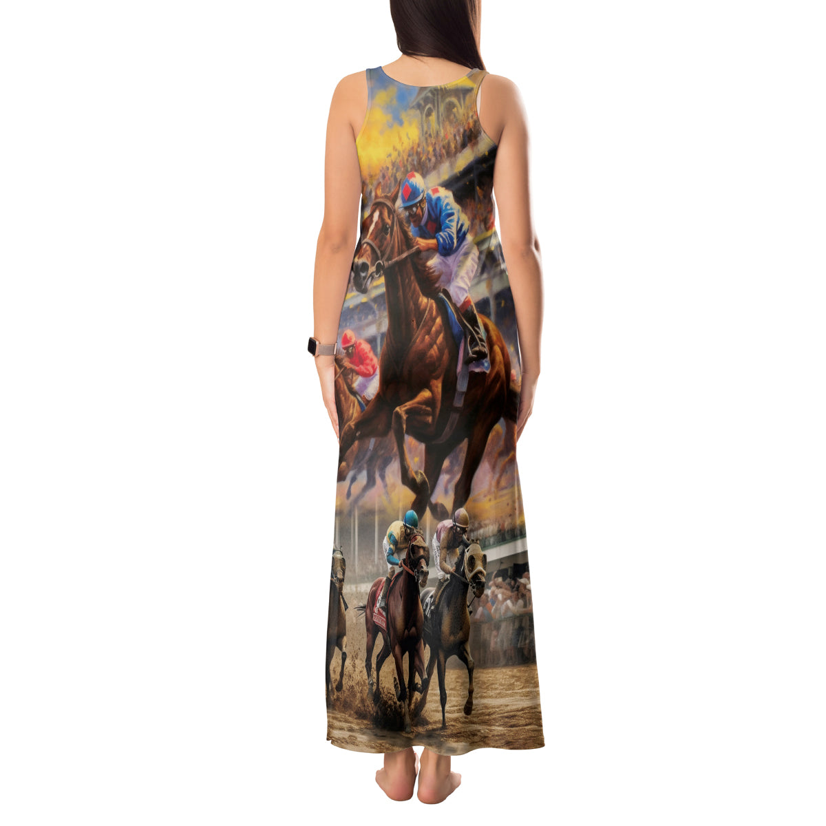 Kentucky Hosts Horse Races Watercolor Tank Maxi Dress - Wonder Print Shop