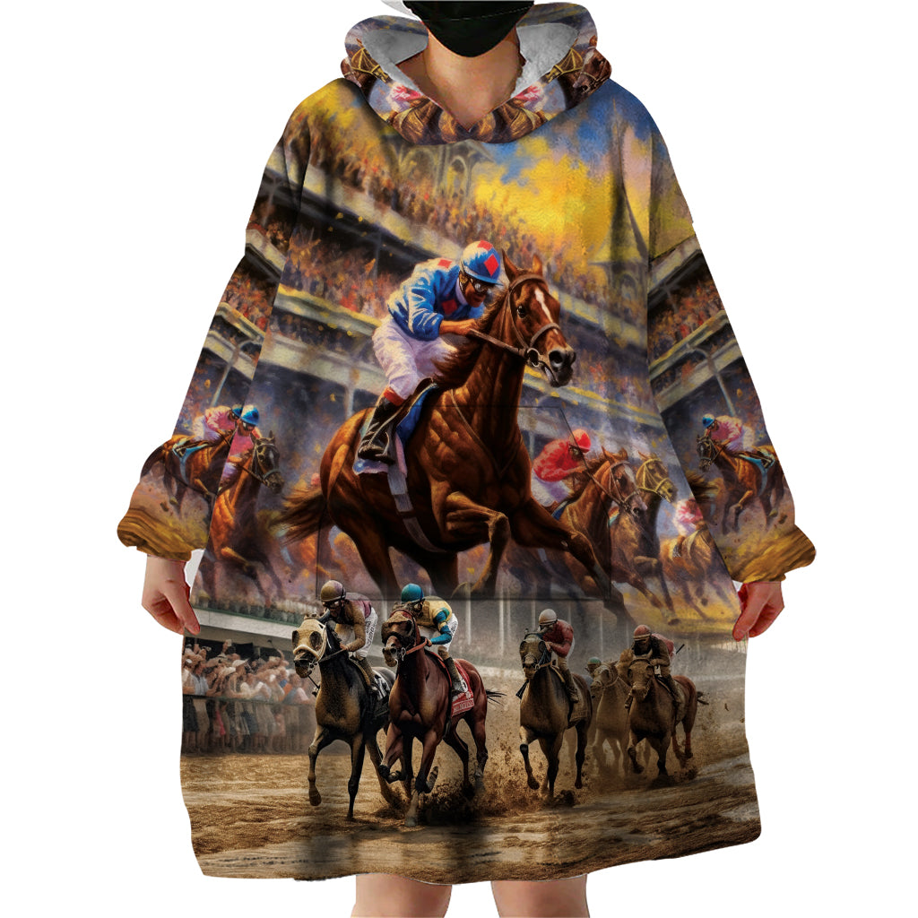 Kentucky Hosts Horse Races Watercolor Wearable Blanket Hoodie - Wonder Print Shop