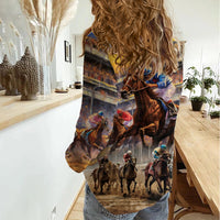 Kentucky Hosts Horse Races Watercolor Women Casual Shirt - Wonder Print Shop