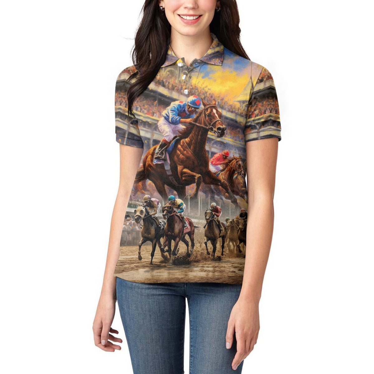 Kentucky Hosts Horse Races Watercolor Women Polo Shirt - Wonder Print Shop