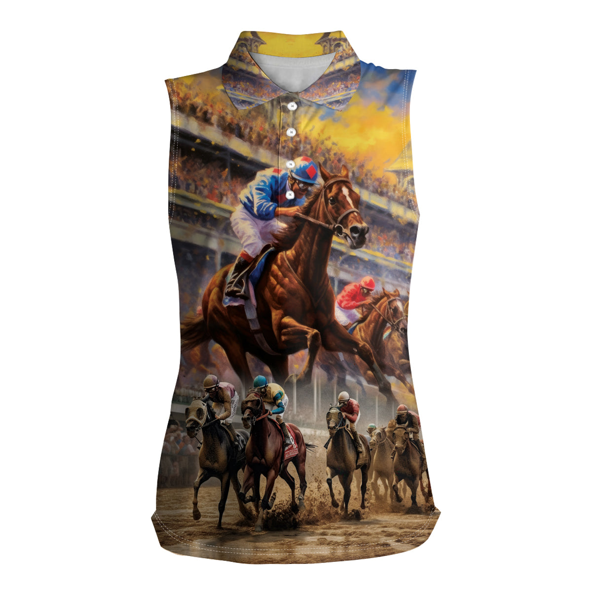 Kentucky Hosts Horse Races Watercolor Women Sleeveless Polo Shirt - Wonder Print Shop