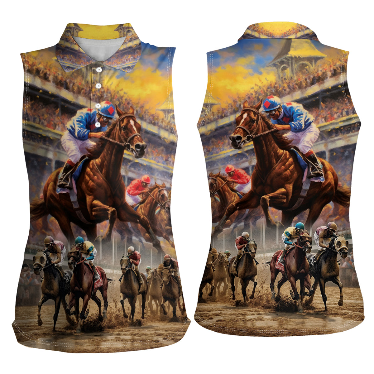 Kentucky Hosts Horse Races Watercolor Women Sleeveless Polo Shirt - Wonder Print Shop