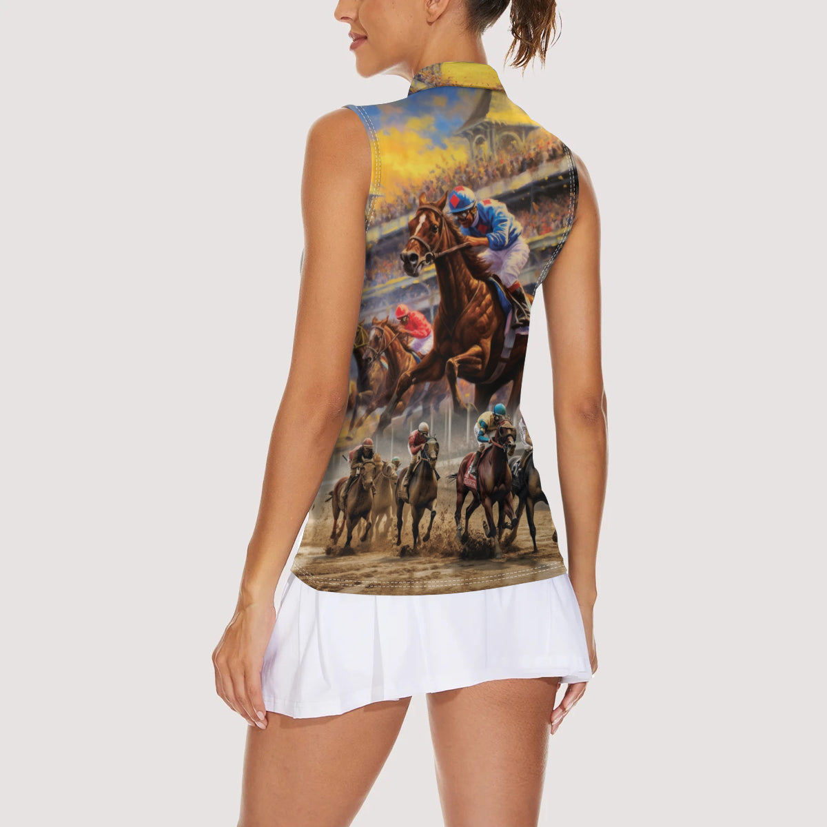 Kentucky Hosts Horse Races Watercolor Women Sleeveless Polo Shirt - Wonder Print Shop