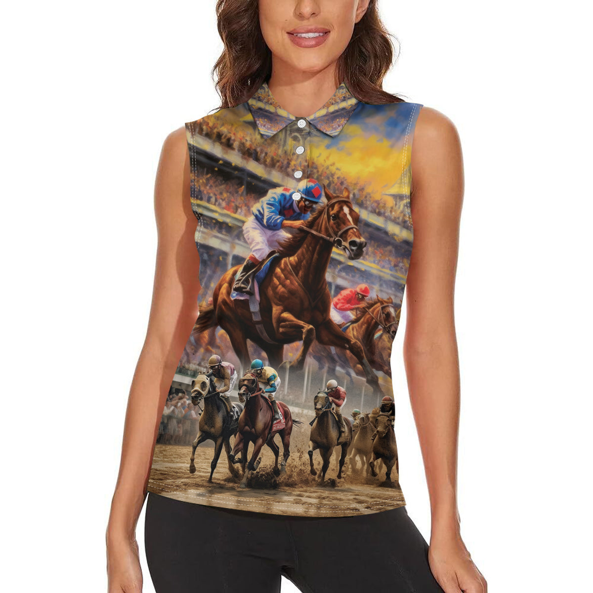 Kentucky Hosts Horse Races Watercolor Women Sleeveless Polo Shirt - Wonder Print Shop