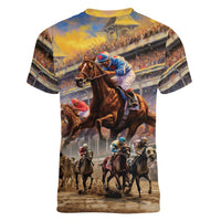 Kentucky Hosts Horse Races Watercolor Women V-Neck T-Shirt - Wonder Print Shop