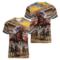 Kentucky Hosts Horse Races Watercolor Women V-Neck T-Shirt - Wonder Print Shop