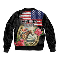 Kentucky Horseshoe Racing Rose Bomber Jacket Grunge American Flag Vintage Style - Wonder Print Shop