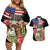Kentucky Horseshoe Racing Rose Couples Matching Off Shoulder Short Dress and Hawaiian Shirt Grunge American Flag Vintage Style - Wonder Print Shop