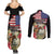 Kentucky Horseshoe Racing Rose Couples Matching Summer Maxi Dress and Long Sleeve Button Shirt Grunge American Flag Vintage Style - Wonder Print Shop