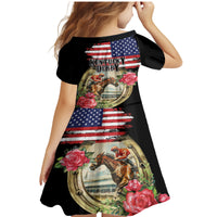 Kentucky Horseshoe Racing Rose Family Matching Mermaid Dress and Hawaiian Shirt Grunge American Flag Vintage Style - Wonder Print Shop