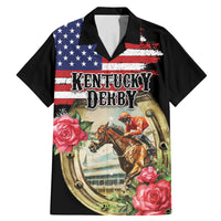 Kentucky Horseshoe Racing Rose Family Matching Mermaid Dress and Hawaiian Shirt Grunge American Flag Vintage Style - Wonder Print Shop
