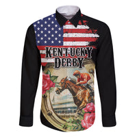 Kentucky Horseshoe Racing Rose Family Matching Mermaid Dress and Hawaiian Shirt Grunge American Flag Vintage Style - Wonder Print Shop