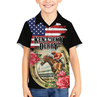 Kentucky Horseshoe Racing Rose Family Matching Puletasi and Hawaiian Shirt Grunge American Flag Vintage Style - Wonder Print Shop