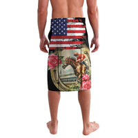 Kentucky Horseshoe Racing Rose Lavalava Grunge American Flag Vintage Style - Wonder Print Shop